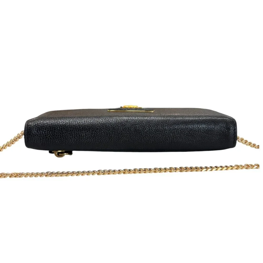 PRADA Black Grained Leather Wallet/Card Holder WIth Chain - Picture 7 of 9